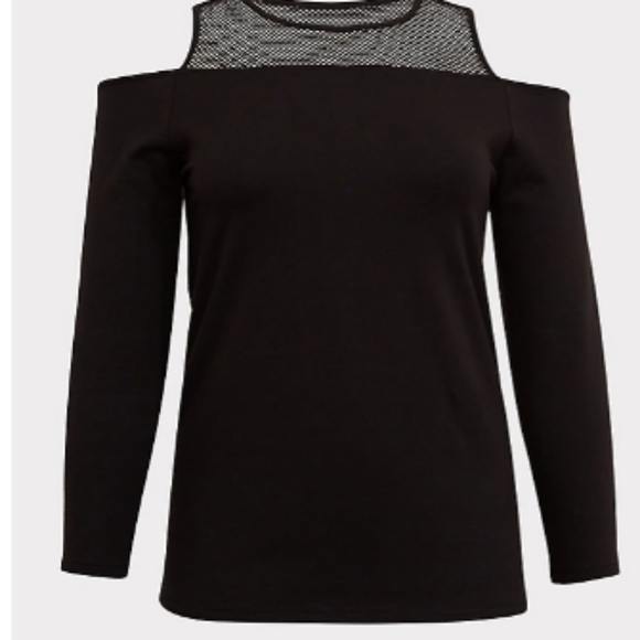 Torrid Black Mesh Cold Shoulder top size 6X - Picture 4 of 7